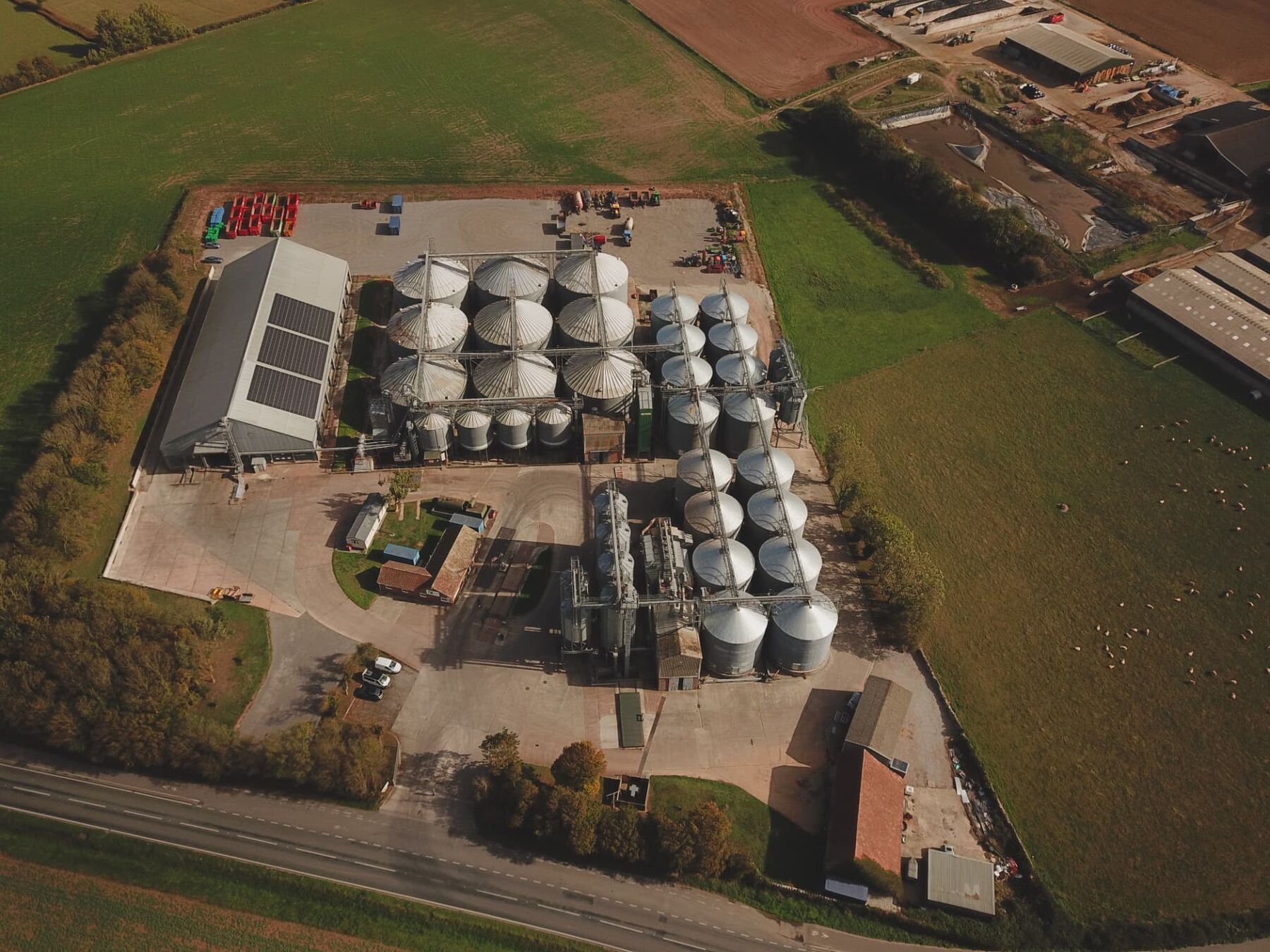 Aerial view of the grain store site